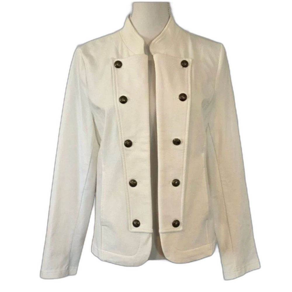 Tommy Hilfiger Ivy Military Jacket Crisp Cream Size M NWT Women Layer